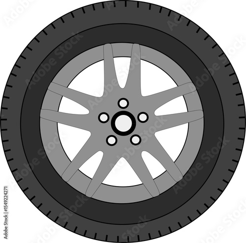 Black Car Wheel Icon Isolated on White Background – Simple Flat Design Symbol for Auto and Transport Concepts