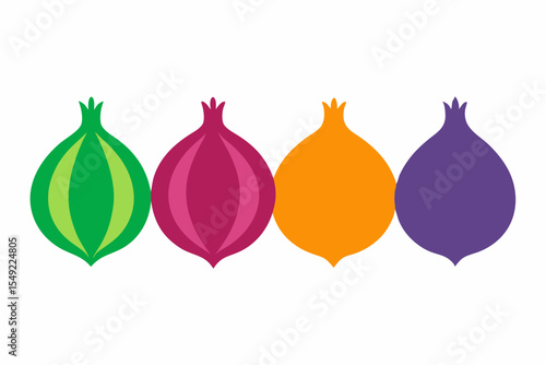 set of Onion vector silhouette illustration isolated on white background