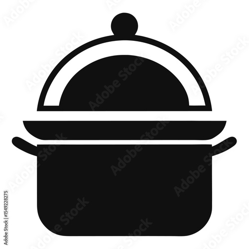 Covered food tray icon in black silhouette, great for hotel service, catering, fine dining, and restaurant vector illustrations