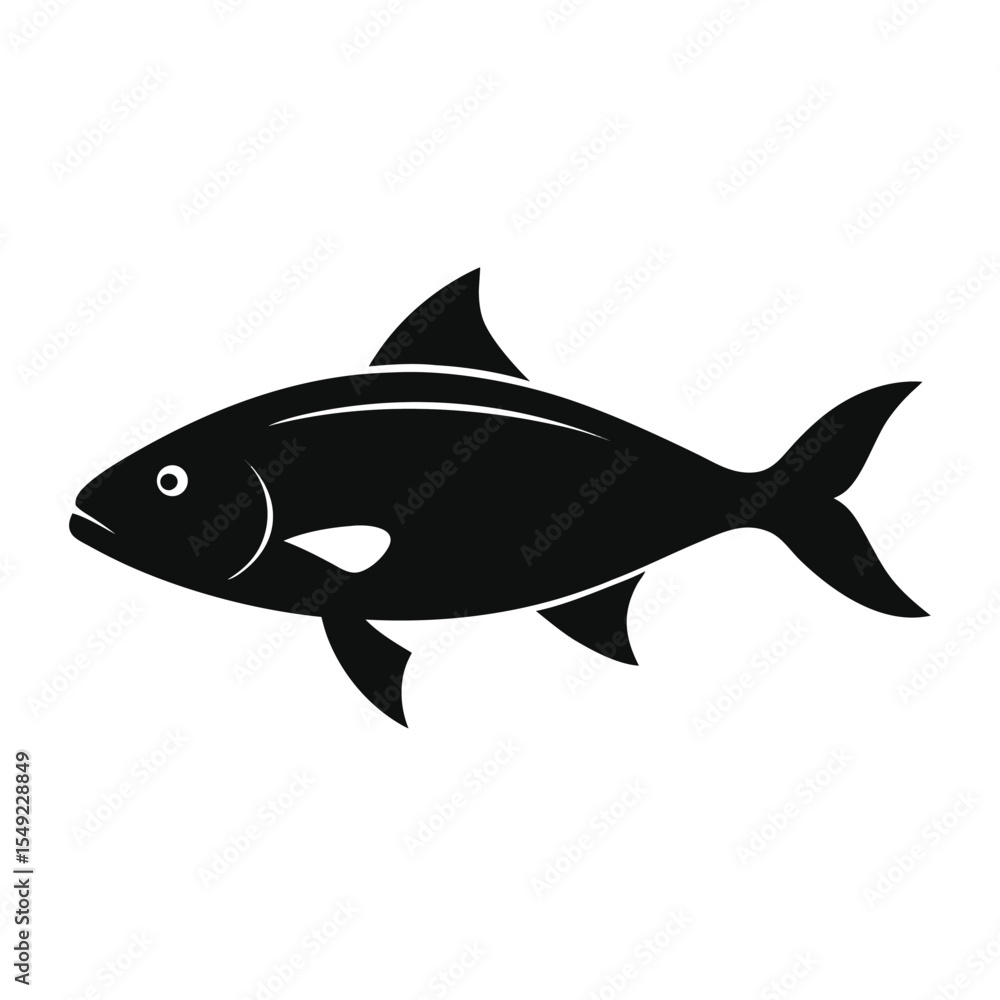 Black fish silhouette icon, great for seafood, fishing, aquatic life, marine, or underwater vector-themed illustrations Black fish silhouette icon, great for seafood, fishing, aquatic life, marine, or underwater vector-themed illustrations