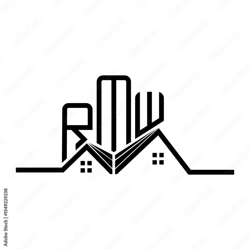 Obraz premium RMW Real State logo design, RMW simple and modern logo. RMW luxurious alphabet design