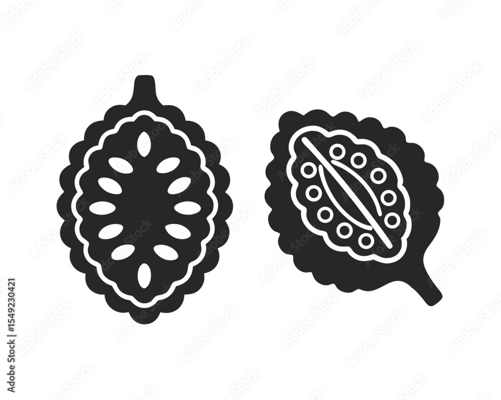 Obraz premium Bitter gourd icon vector silhouette illustration isolated on white background