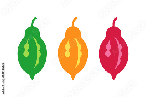 set of Bitter gourd vector silhouette illustration isolated on white background