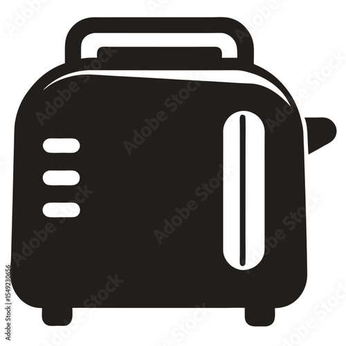 Kitchen toaster vector icon in simple black silhouette for appliance design, breakfast food concepts, kitchen equipment and culinary branding