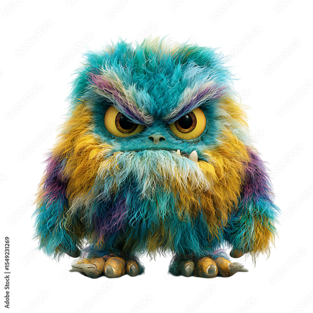 Obraz premium Grumpy Monster A Colorful Textured Digital Creature against transparent background