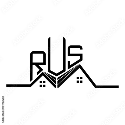 RUS Real State logo design, RUS simple and modern logo. RUS luxurious alphabet design
