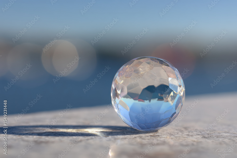 crystal glass sphere reflecting sunlight creating mesmerizing patterns and highlights crystal glass sphere reflecting sunlight creating mesmerizing patterns and highlights