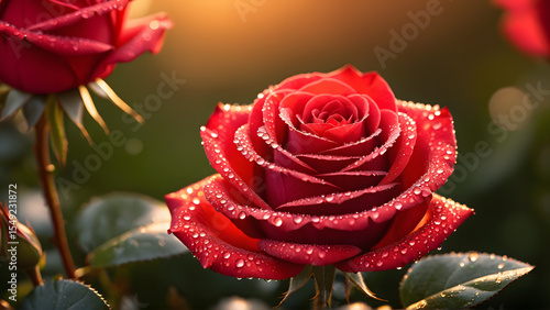A single petal holds the memory of an entire garden — each dewdrop is a tiny lens capturing blurred blossoms, golden sunlight, and the quiet poetry of dawn.