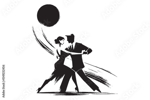 Ballroom tango dance couple brush sketch vector illustration
