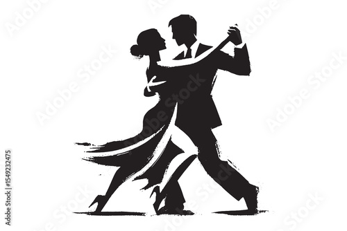 Ballroom tango dance couple brush sketch vector illustration


