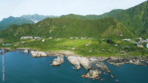 Aerial view of Shitiping at Fengbin Township in Hualien County, Taiwan