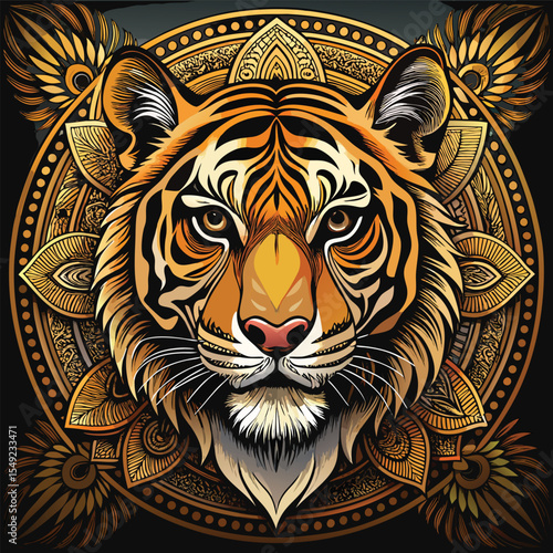 tiger head vector illustration vector image  