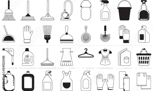 Vector illustration set of isolated kitchen utensils icons