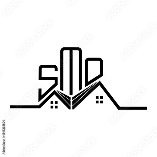 SMO Real State logo design, SMO simple and modern logo. SMO luxurious alphabet design