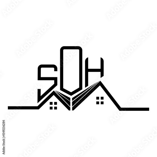 SOH Real State logo design, SOH simple and modern logo. SOH luxurious alphabet design