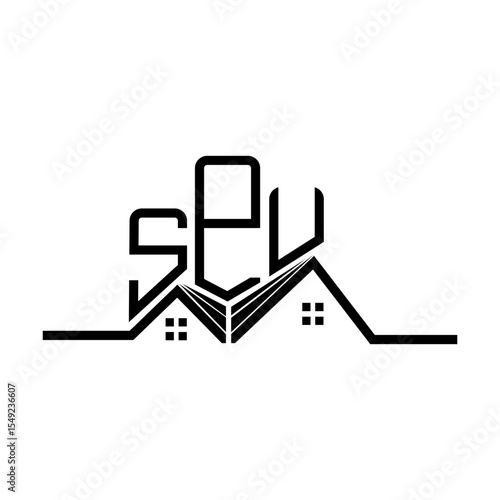 SPU Real State logo design, SPU simple and modern logo. SPU luxurious alphabet design