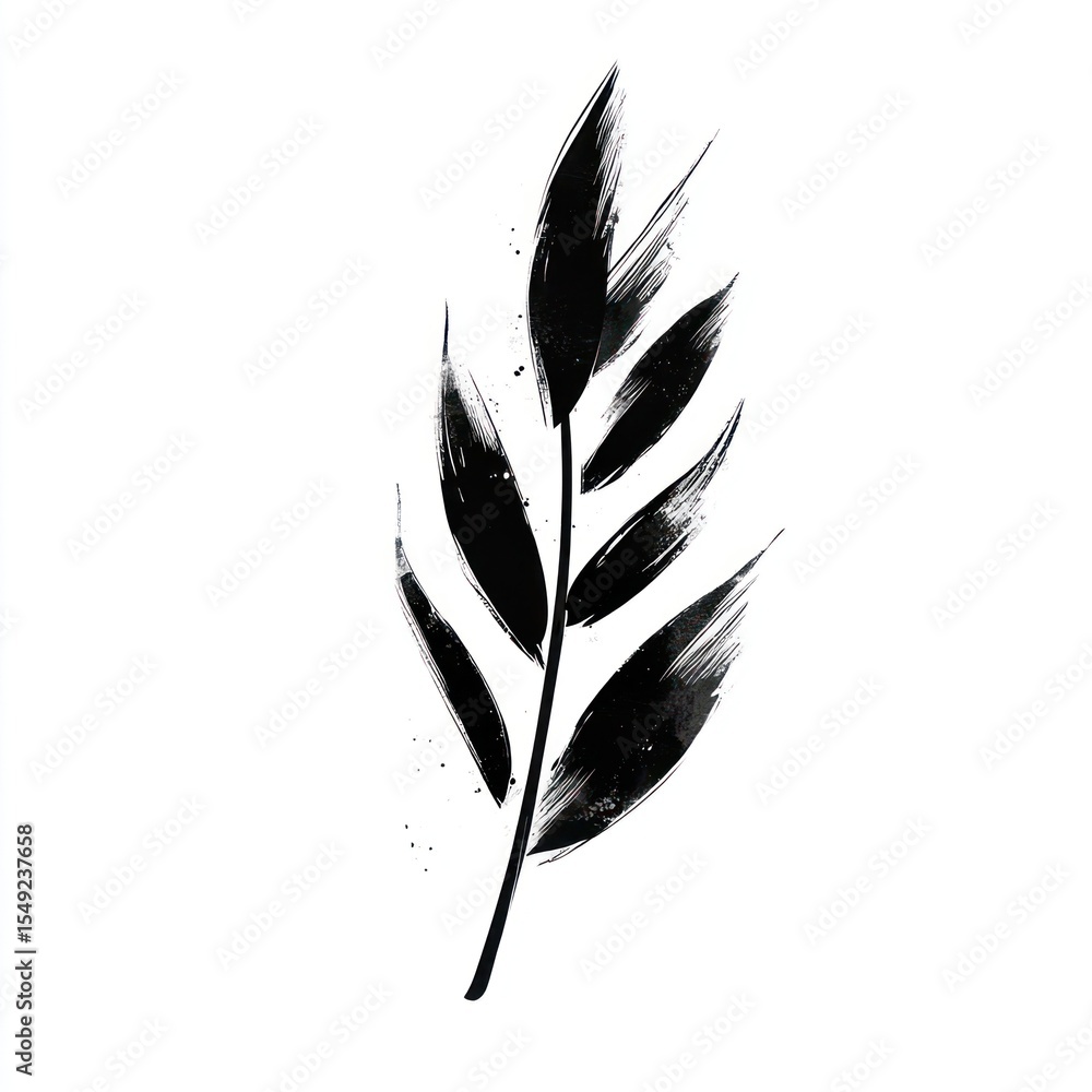 Obraz premium Leaf drawing black art.