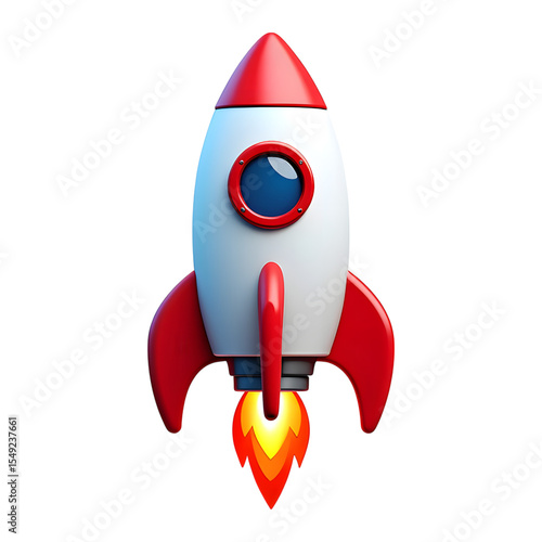 Cartoon rocket launch illustration, spacecraft design on transparent background