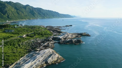 Aerial view of Shitiping at Fengbin Township in Hualien County, Taiwan