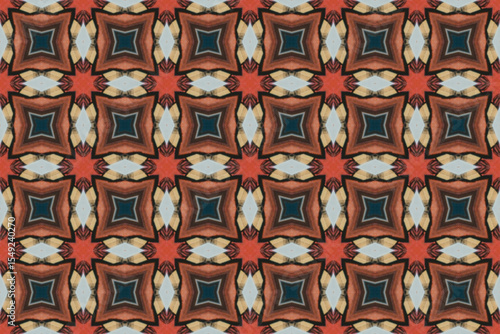 Seamless Interior Decoration Background Design Graphic Symmetric Wallpaper Cloth Texture Perspective Tile Luxury Fabric Template Textile Art Fashion Visual Geometric Digital Endless Shape Pattern.