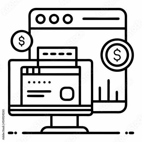 Payment Gateway outline icon on white background