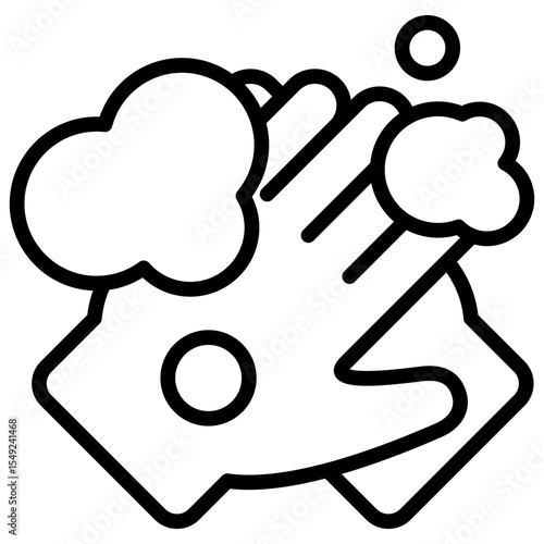Hand Wash - Outline Style Icon - Hands under soap suds, representing cleanliness and hygiene routine
