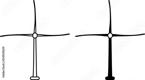 Windmill Icon in Black – Flat Design Symbol for Agriculture, Energy, and Traditional Technology