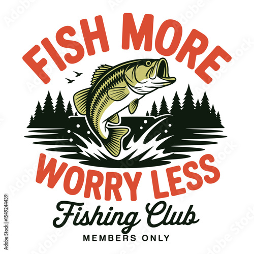 Fish More Worry Less Fishing Club Members Only Largemouth Bass Jumping