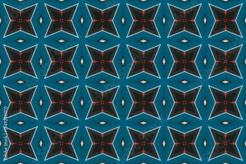 Seamless Interior Decoration Background Design Graphic Symmetric Wallpaper Cloth Texture Perspective Tile Luxury Fabric Template Textile Art Fashion Visual Geometric Digital Endless Shape Pattern.