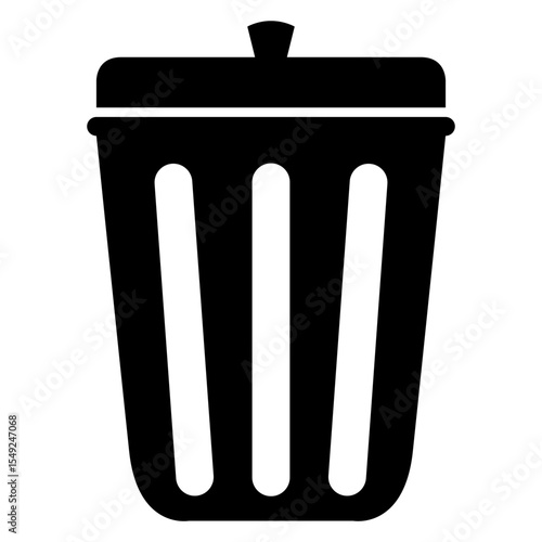 Icono silueta de cubo de basura con tapa cerrada 