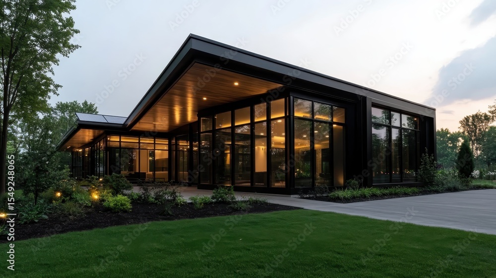 This stunning modern house features extensive glass walls, blending luxury with nature, offering a serene atmosphere amidst the lush greenery surrounding it. This stunning modern house features extensive glass walls, blending luxury with nature, offering a serene atmosphere amidst the lush greenery surrounding it.