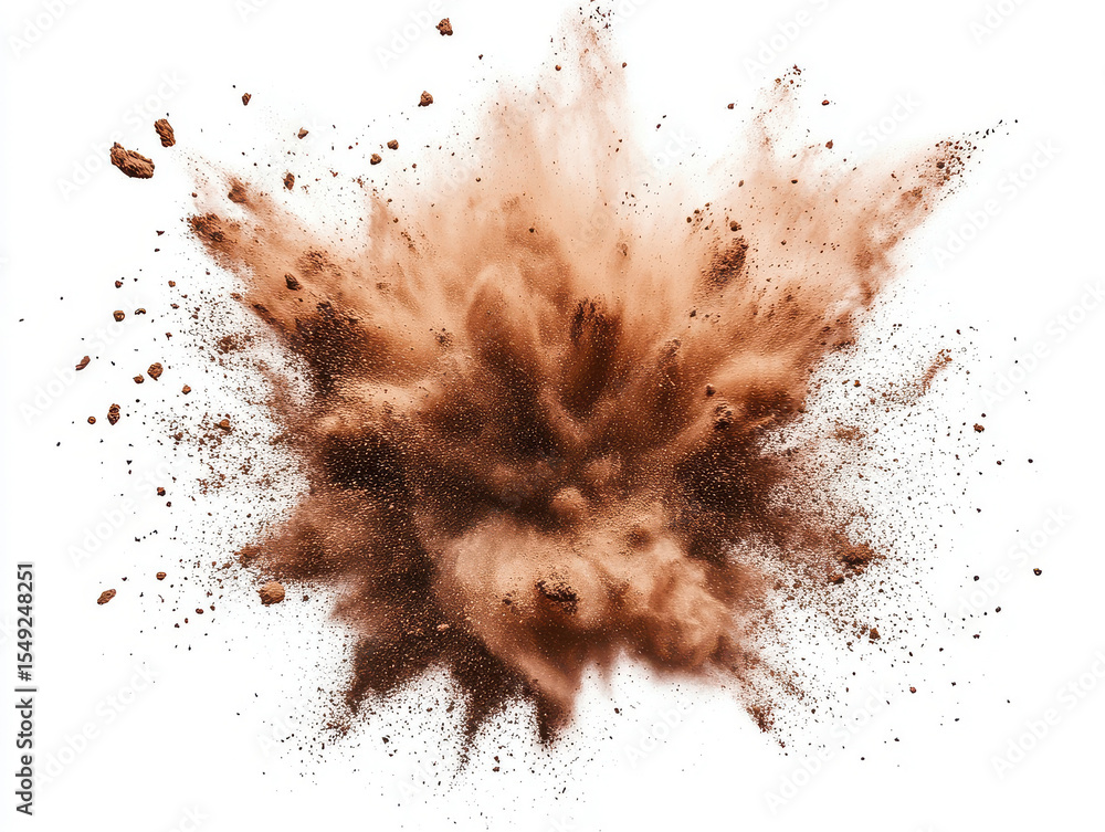 Brown Powder Explosion Isolated White Background burst 2 Brown Powder Explosion Isolated White Background burst 2