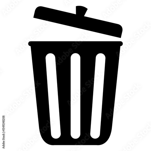 Icono silueta de cubo de basura con tapa abierta 