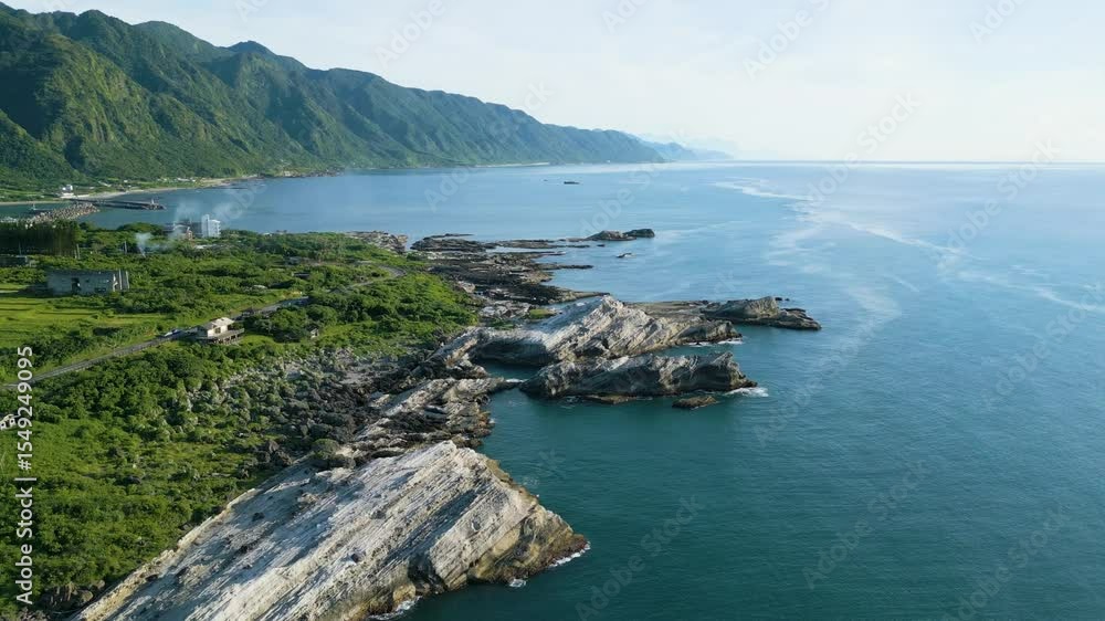 Aerial view of Shitiping at Fengbin Township in Hualien County, Taiwan Aerial view of Shitiping at Fengbin Township in Hualien County, Taiwan