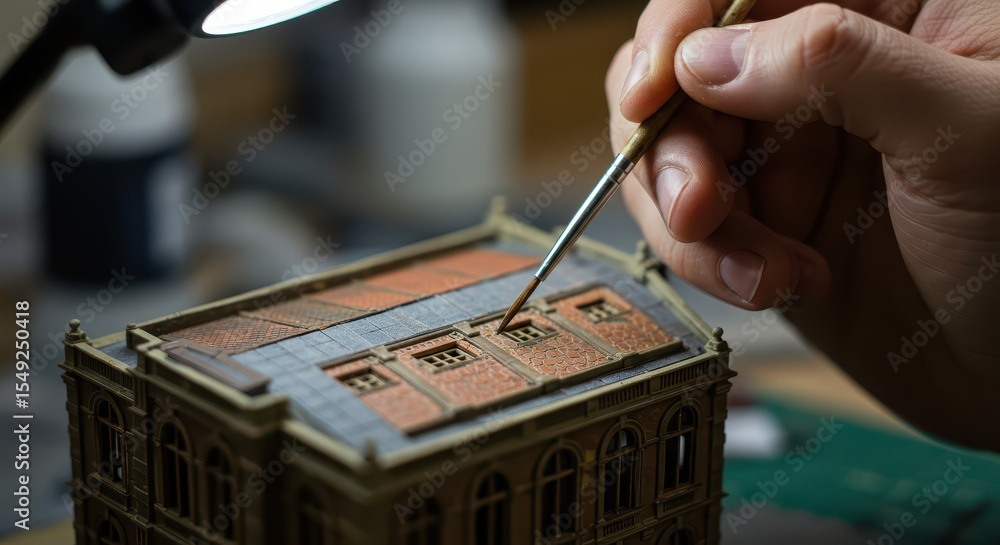 Fototapeta premium Model Builder Painting Architectural Miniature