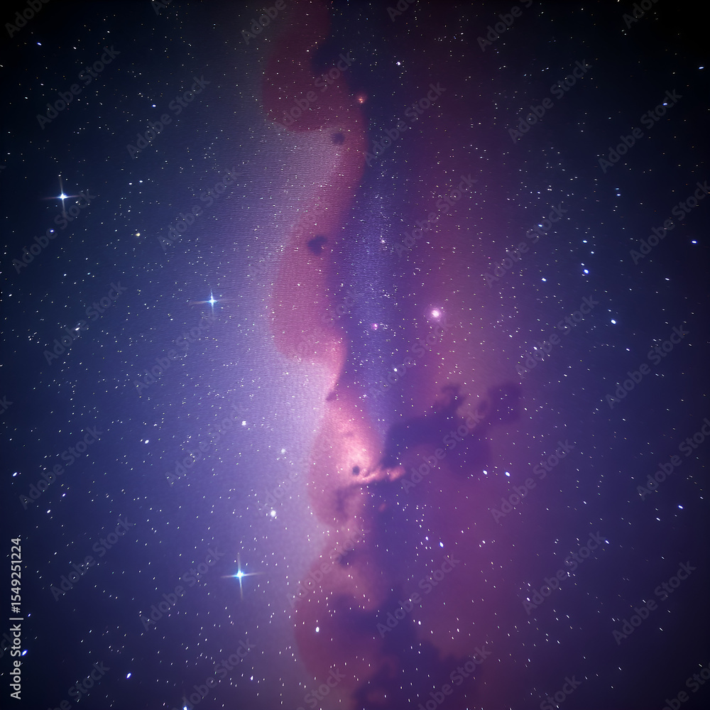Obraz premium A cosmic scene centered around a luminous radiant area, emitting flowing blue and red cloud-like waves