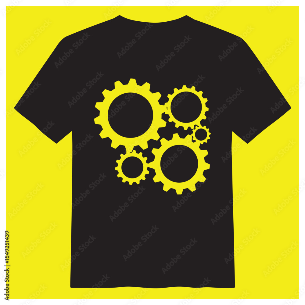 custom made wallpaper toronto digitalVector illustration of a black t shirt with yellow gears in a flat design