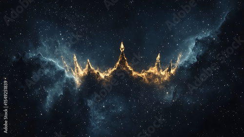 Cosmic Crown: A Nebula's Fiery Formation in the Night Sky