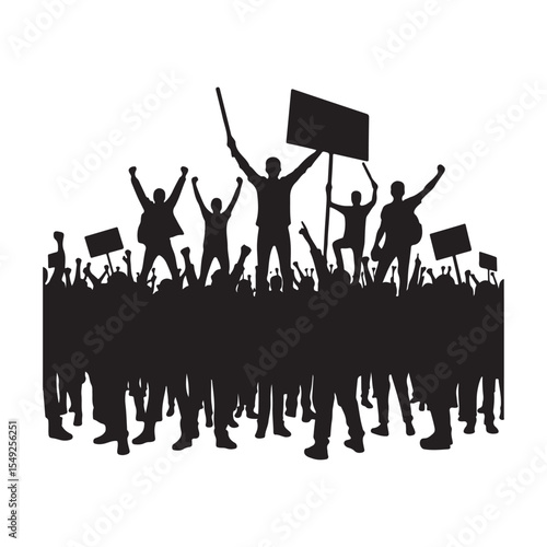 people protesting vector silhouette clip art logo design illustration