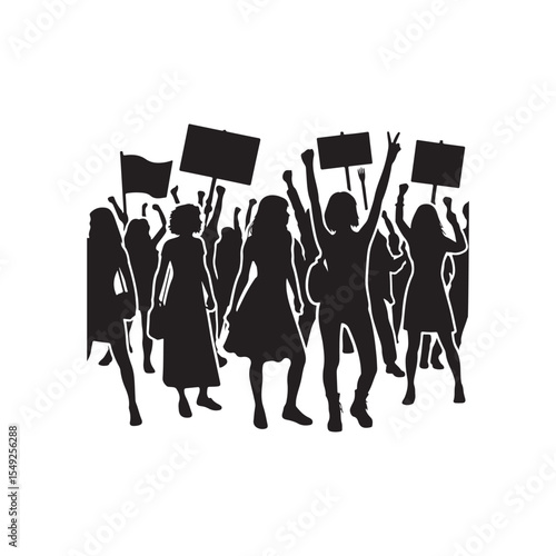 people protesting vector silhouette clip art logo design illustration