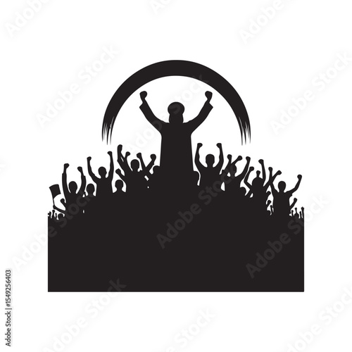 people protesting vector silhouette clip art logo design illustration