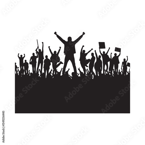people protesting vector silhouette clip art logo design illustration