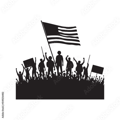 people protesting vector silhouette clip art logo design illustration