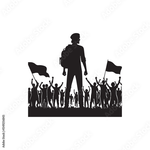 people protesting vector silhouette clip art logo design illustration