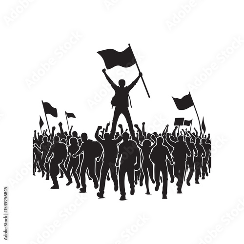 people protesting vector silhouette clip art logo design illustration