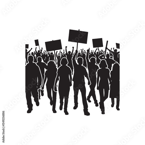 people protesting vector silhouette clip art logo design illustration