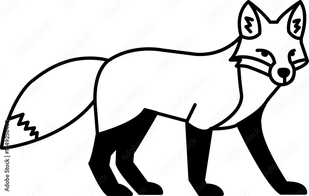 Fototapeta premium isolate black and white fox icon vector