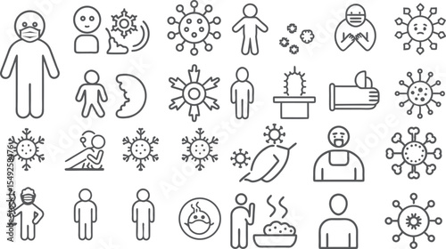 COVID-19 Prevention and Symptoms Illustration Set