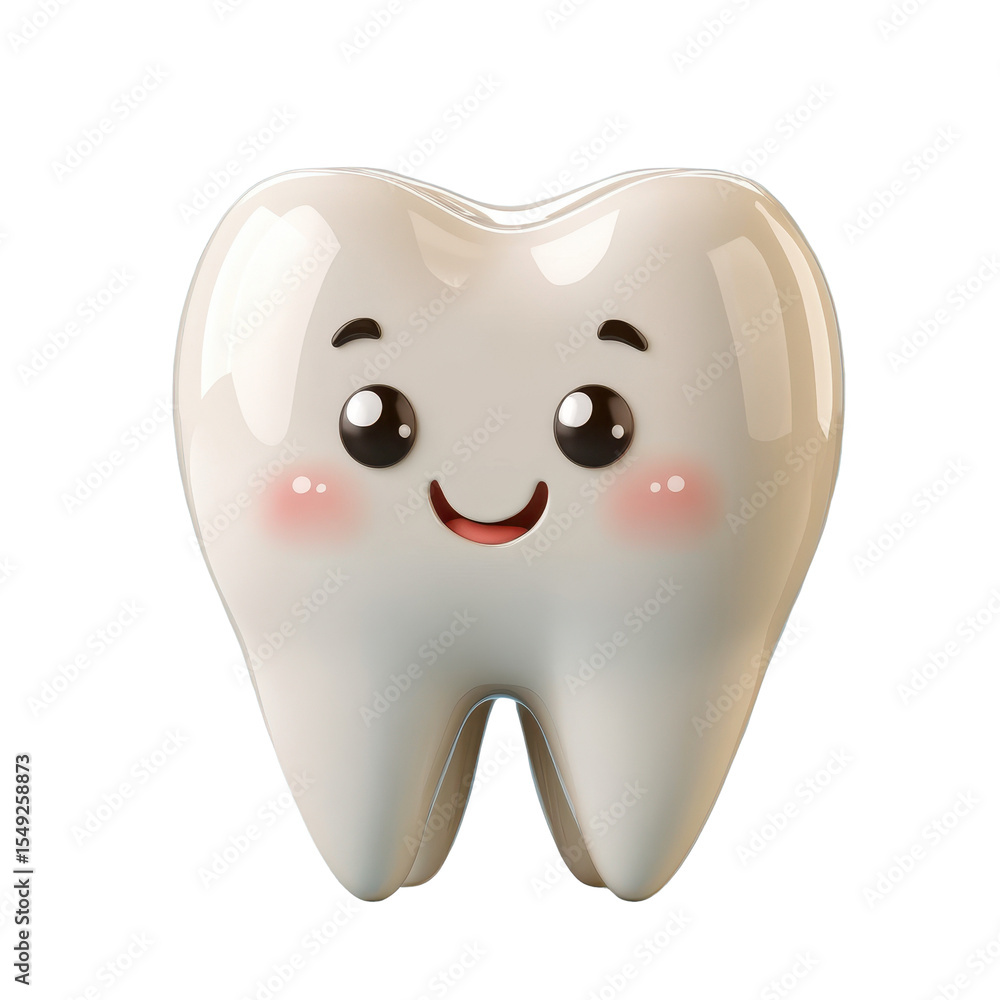 3D happy tooth illustration isolated on transparent background 3D happy tooth illustration isolated on transparent background