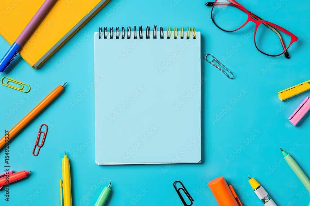 Vibrant Color Picture of Notepad in Frame of Vibrant Stationery Vibrant Color Picture of Notepad in Frame of Vibrant Stationery